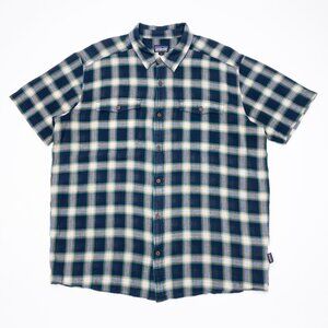 Patagonia Steersman Shirt Men's Large Lightweight Organic Cotton Crinkle Plaid